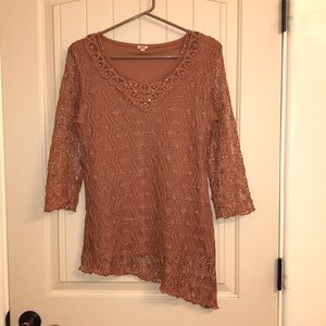 Reba 3/4 Sleeve Crocheted Tunic